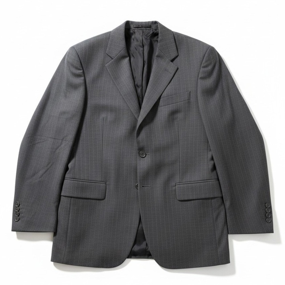 Lauren Ralph Lauren Grey Wool Pinstripe Blazer, Men's 41R Two Button Sport Coat